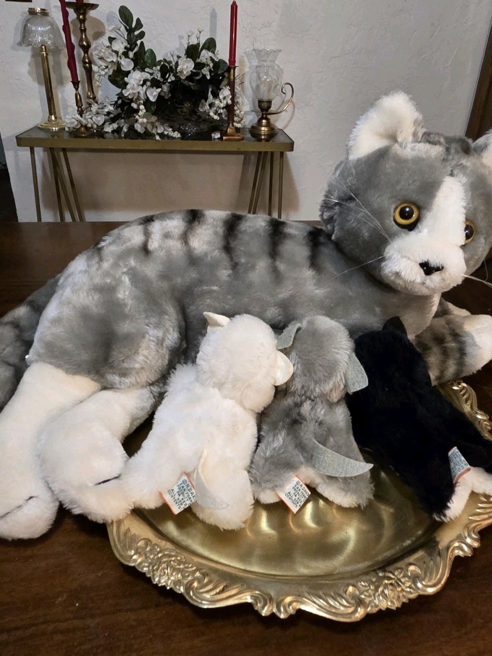 Dakin Nature Babies plush set,1981 Vintage Momma Cat And 3 Kittens